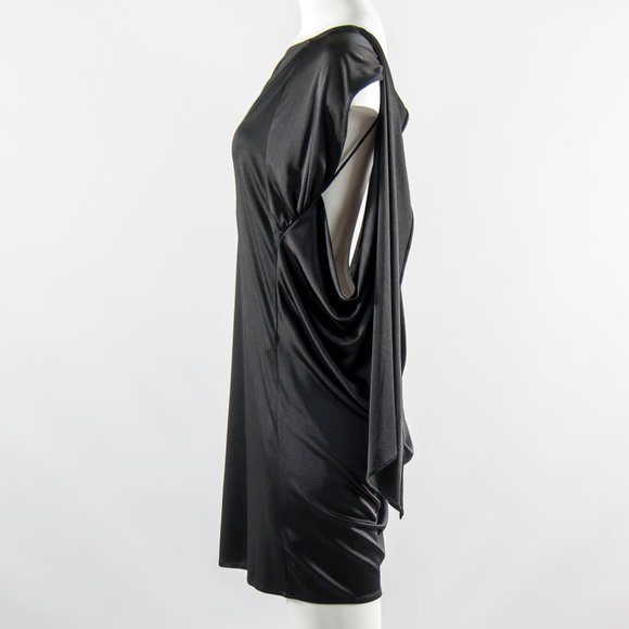 HALSTON HERITAGE Cocktail Black Dress Draped Small 6 NEW - Picture 3 of 5